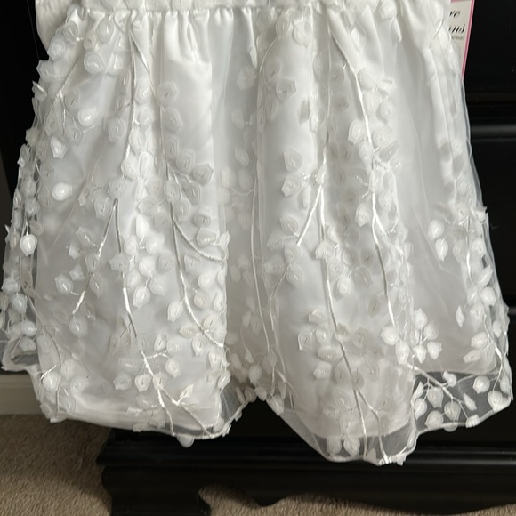 Rare Editions White Flower Girl Dress Size 5 NWT Flare high Sleeveless Bow - Picture 3 of 7